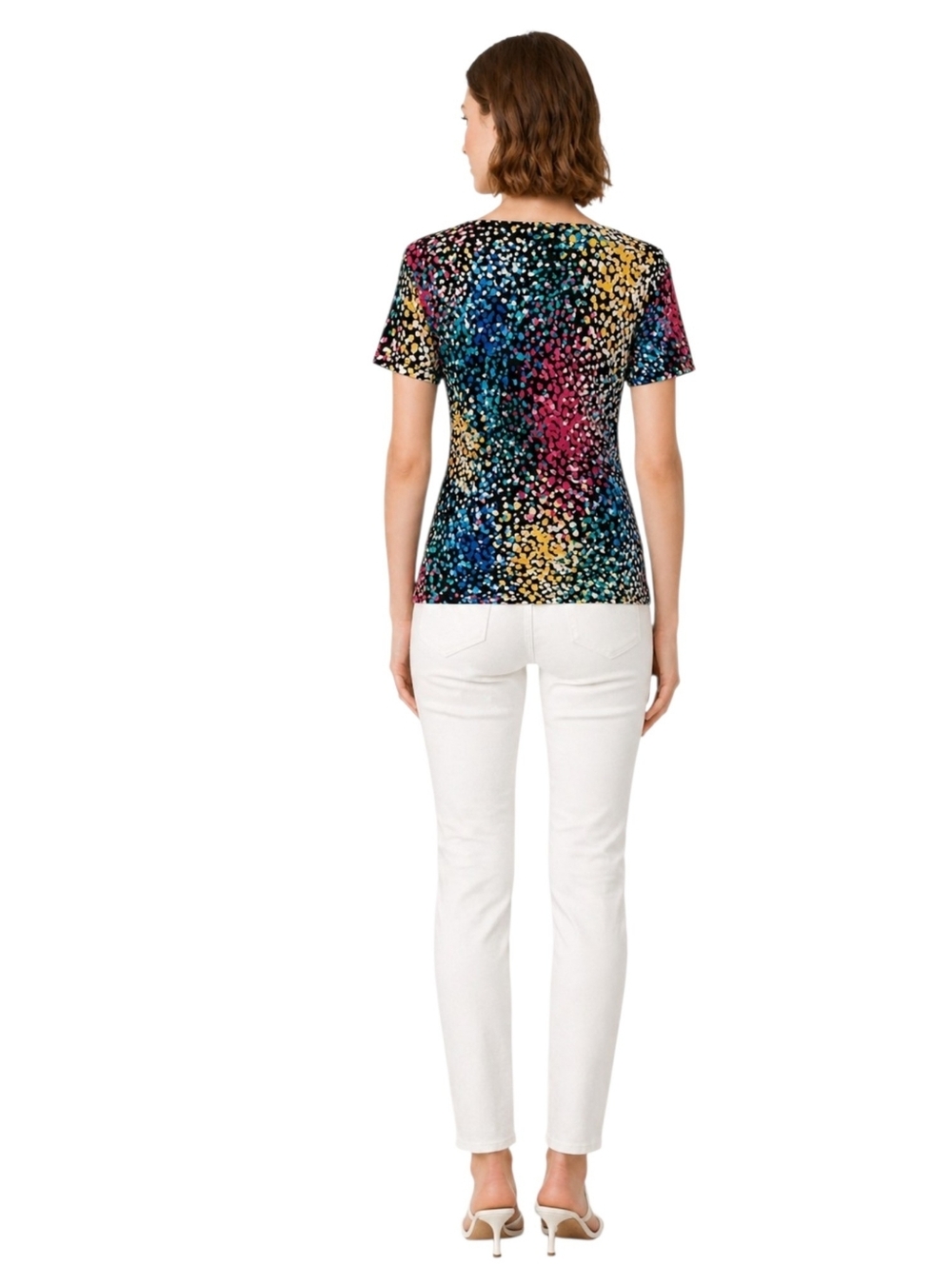 Cable & Gauge black multicolor v-neck twist-front short sleeve top sz lrg - Picture 3 of 13